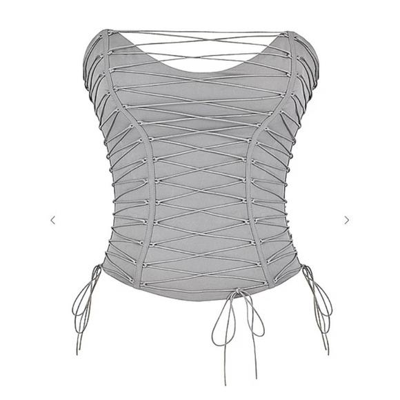 House of CB Mirabelle Smoke Lace Up Corset Women's Size L - Picture 4 of 15